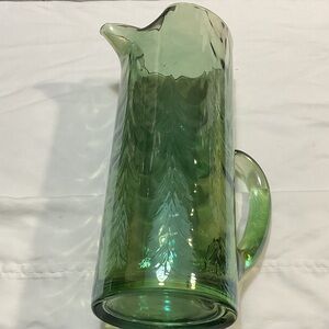 Green Glass Pitcher with Handle